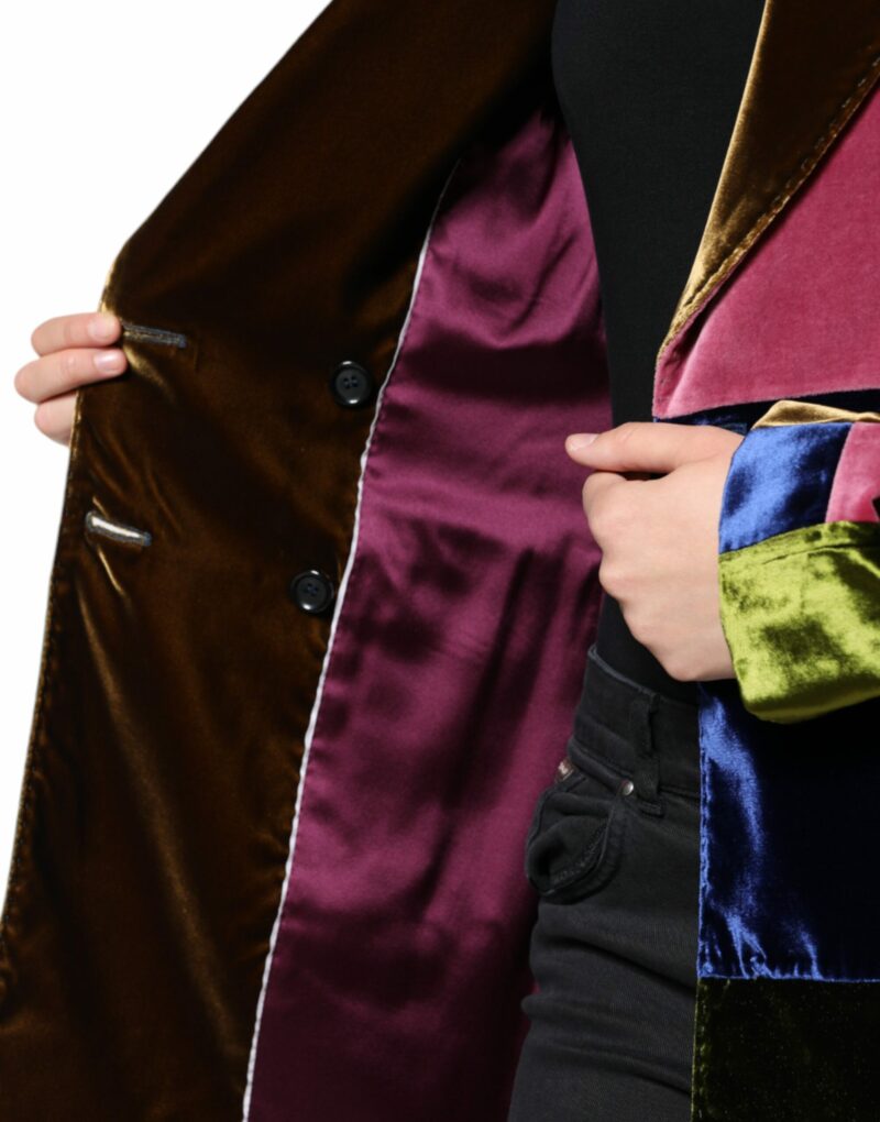Dolce & Gabbana Multicolor Double Breasted Patchwork Blazer Jacket - Image 7