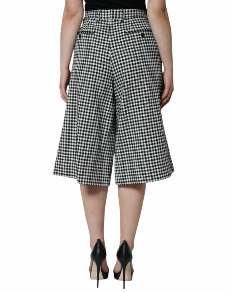 Dolce & Gabbana Black White Houndstooth Cropped Wide Leg Pants - Image 4