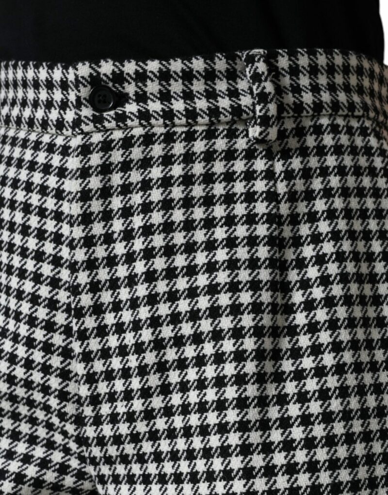 Dolce & Gabbana Black White Houndstooth Cropped Wide Leg Pants - Image 5