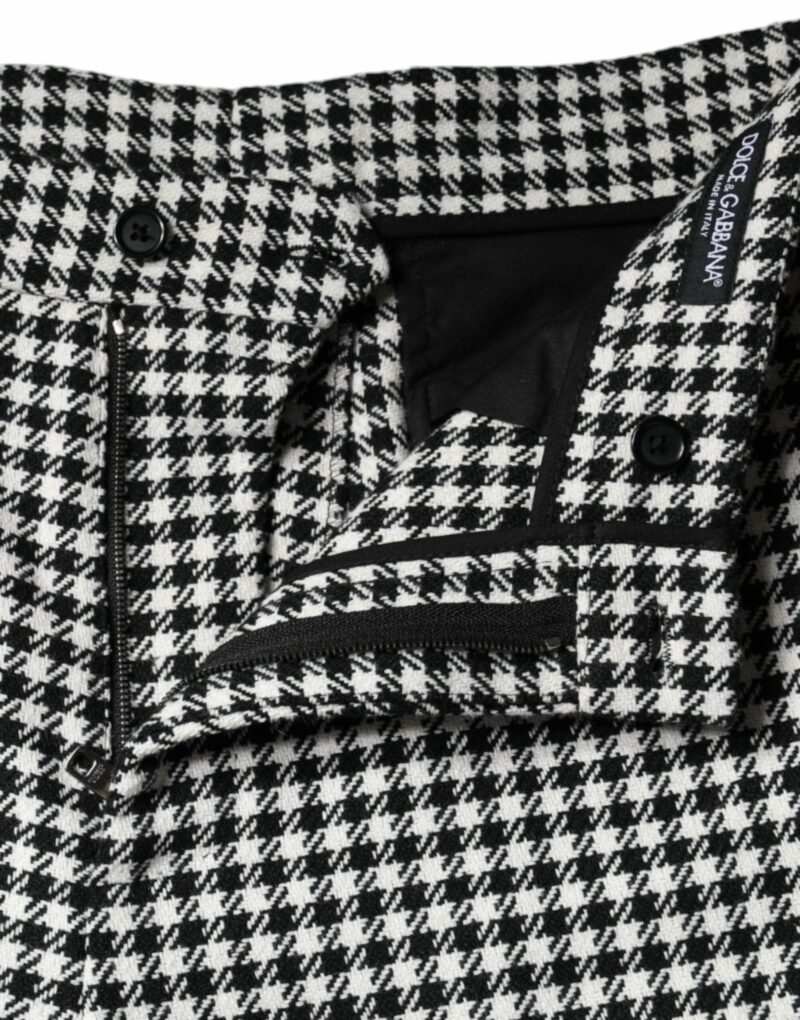 Dolce & Gabbana Black White Houndstooth Cropped Wide Leg Pants - Image 6