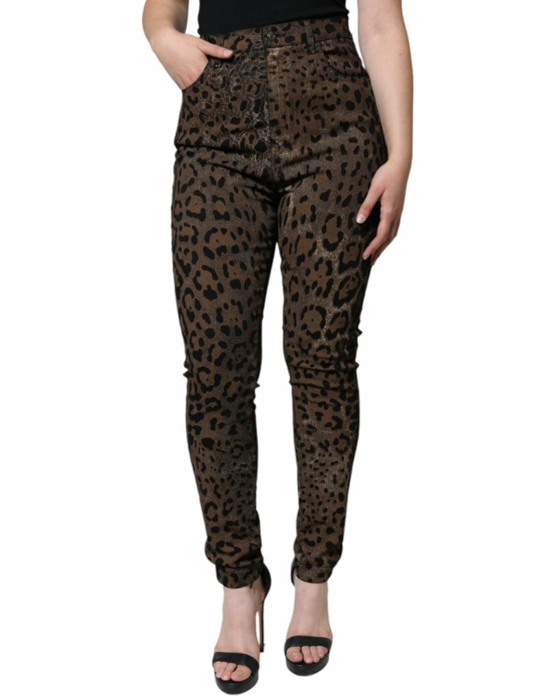 Dolce & Gabbana Brown Leopard Cotton Skinny Denim Jeans - Image 2