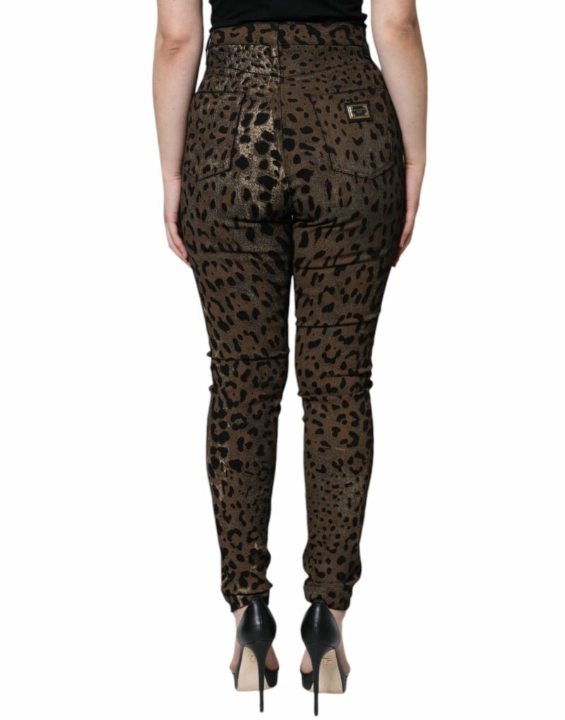 Dolce & Gabbana Brown Leopard Cotton Skinny Denim Jeans - Image 4