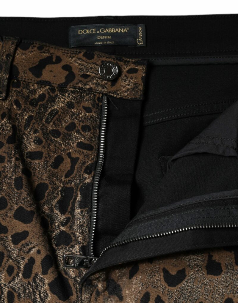 Dolce & Gabbana Brown Leopard Cotton Skinny Denim Jeans - Image 5