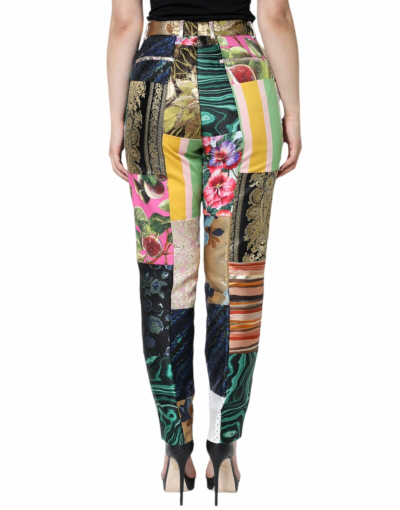 Dolce & Gabbana Multicolor Patchwork Jacquard High Waist Pants - Image 4