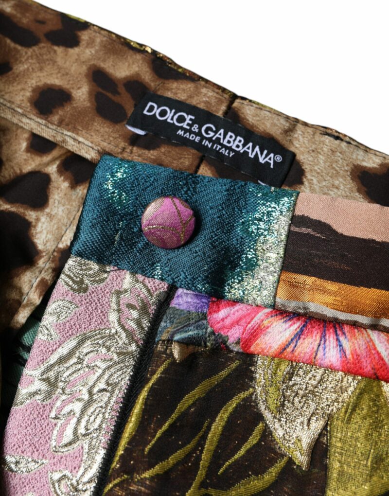 Dolce & Gabbana Multicolor Patchwork Jacquard High Waist Pants - Image 5