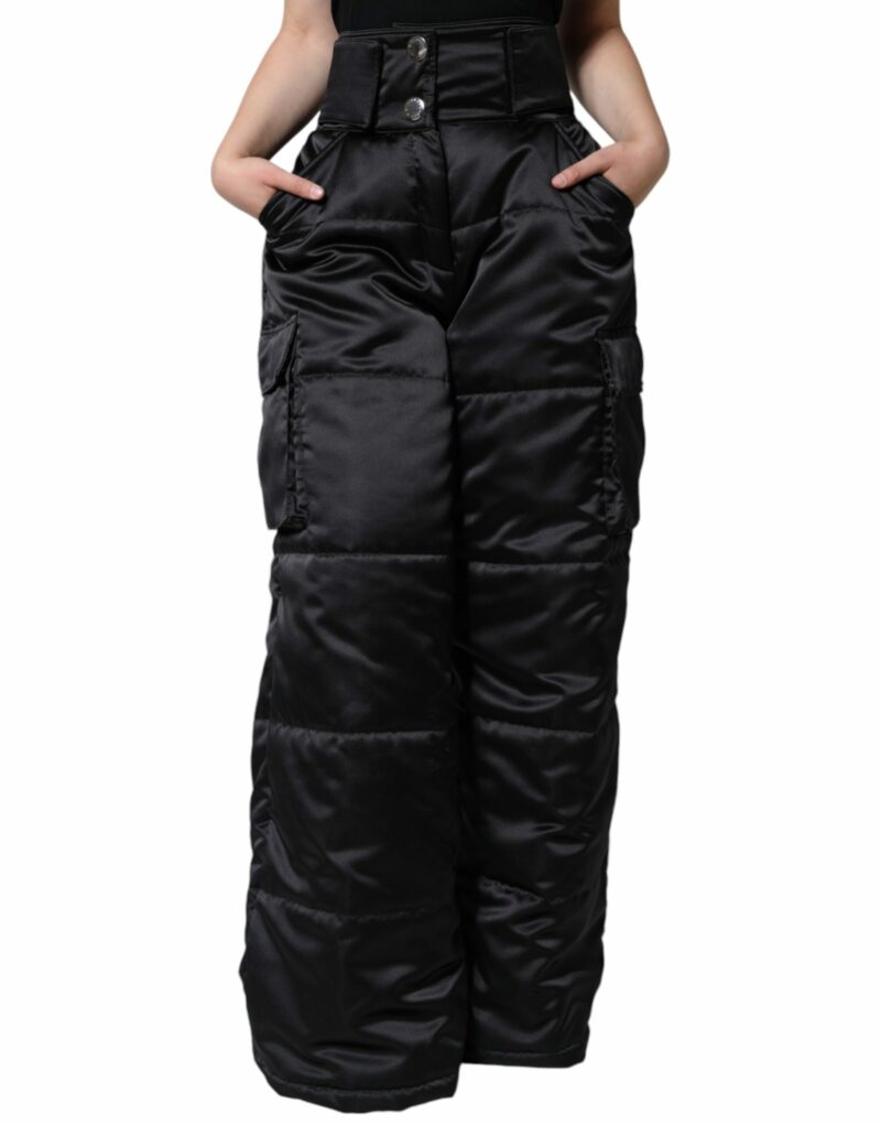 Dolce & Gabbana Black Quilted High Waist Women Boot Cut Pants - Image 2