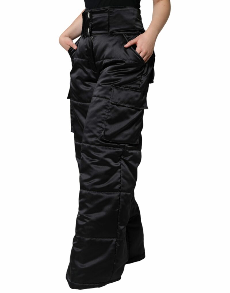 Dolce & Gabbana Black Quilted High Waist Women Boot Cut Pants - Image 3