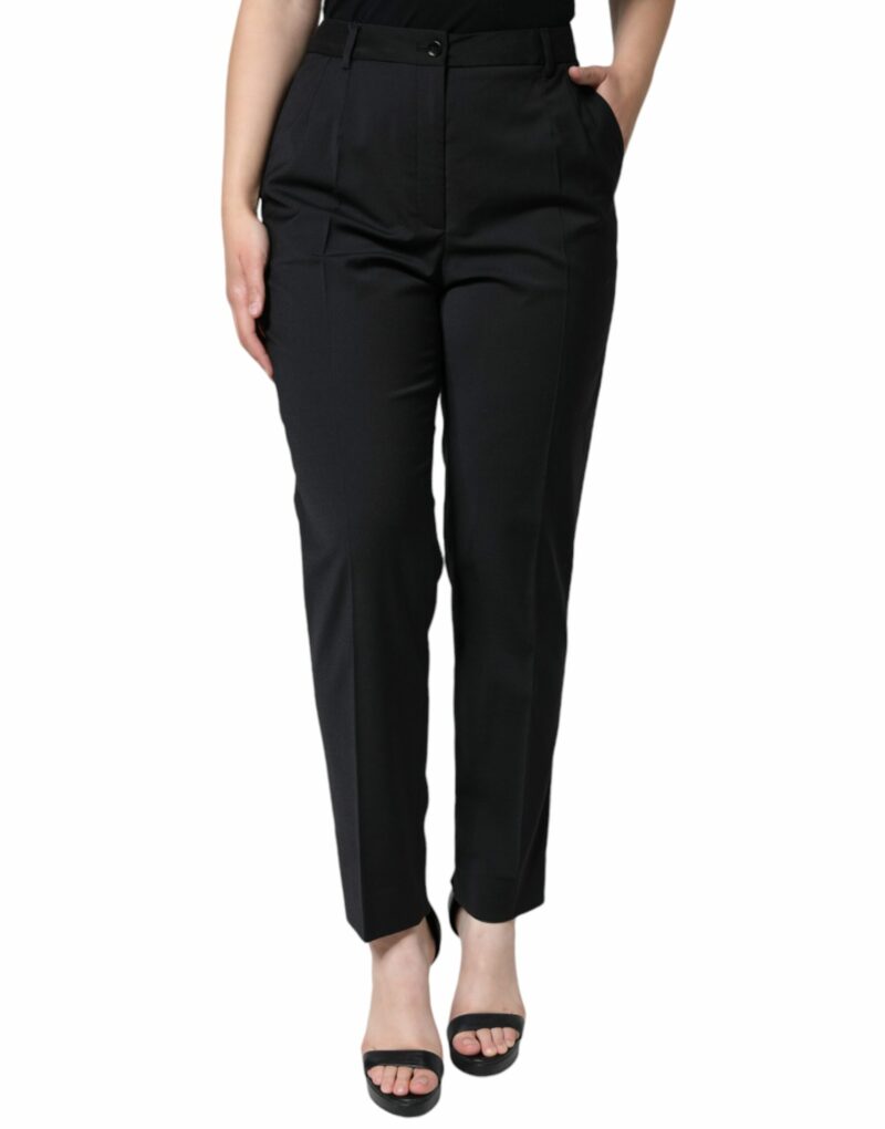 Dolce & Gabbana Black High Waist Tapered Women Pants - Image 2