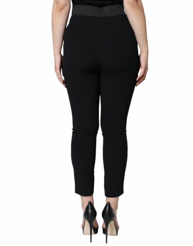 Dolce & Gabbana Black Viscose High Waist Tapered Pants - Image 4