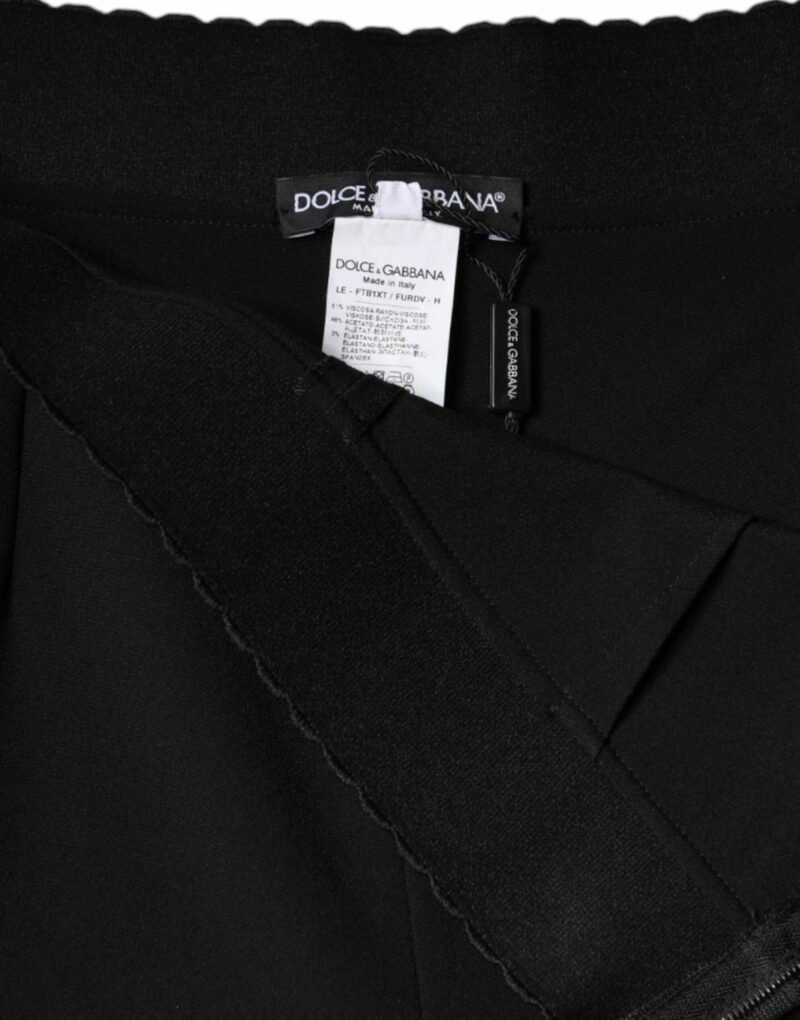 Dolce & Gabbana Black Viscose High Waist Tapered Pants - Image 5