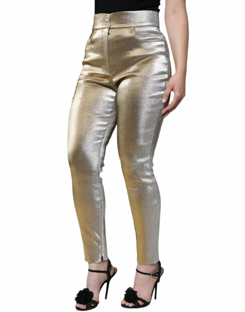 Dolce & Gabbana Metallic Gold High Waist Skinny Pants - Image 4