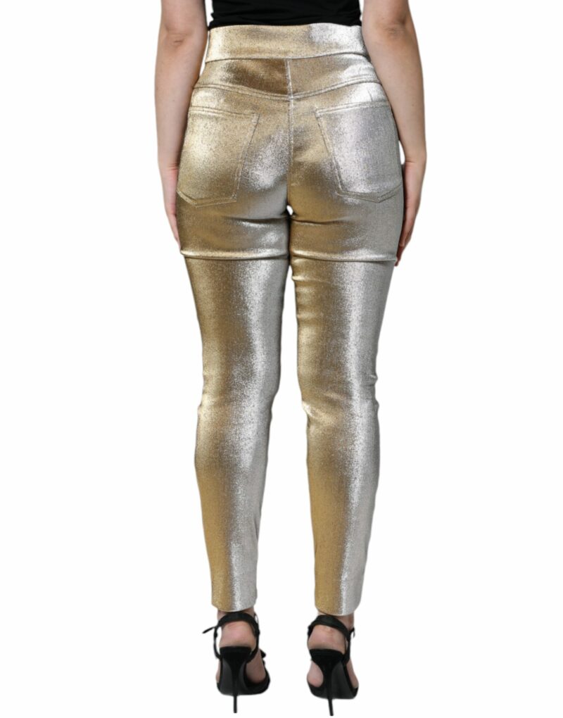 Dolce & Gabbana Metallic Gold High Waist Skinny Pants - Image 5