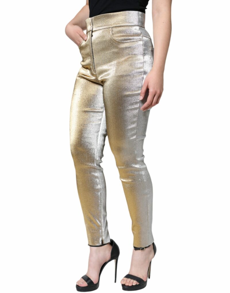 Dolce & Gabbana Metallic Gold High Waist Skinny Pants - Image 7