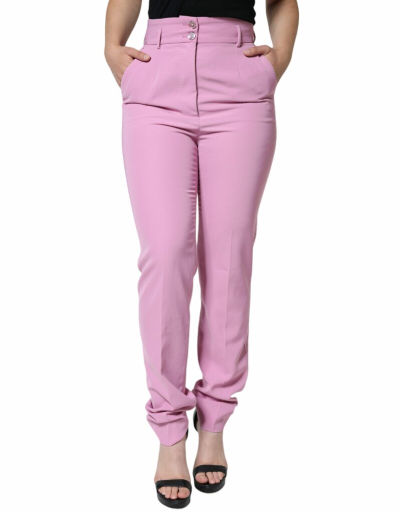 Dolce & Gabbana Pink Polyester High Waist Women Tapered Pants - Image 2