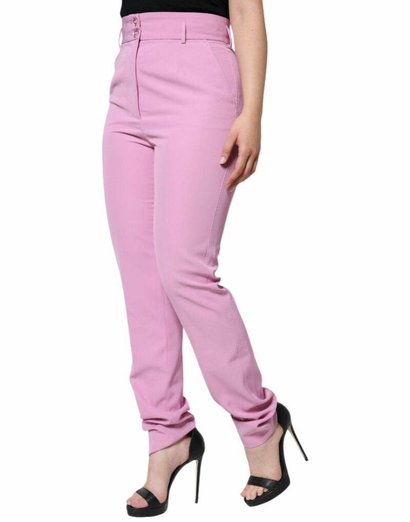 Dolce & Gabbana Pink Polyester High Waist Women Tapered Pants - Image 3