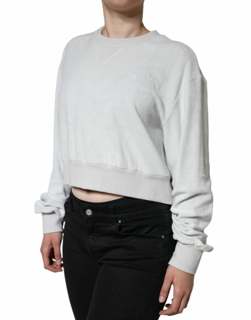 Dolce & Gabbana White Nylon Stretch Crew Neck Pullover Sweater - Image 3