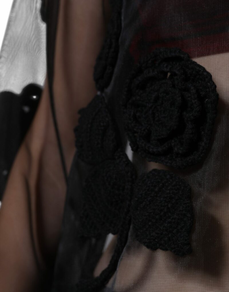 Dolce & Gabbana Black Nylon Mesh Transparent Floral Blouse - Image 7