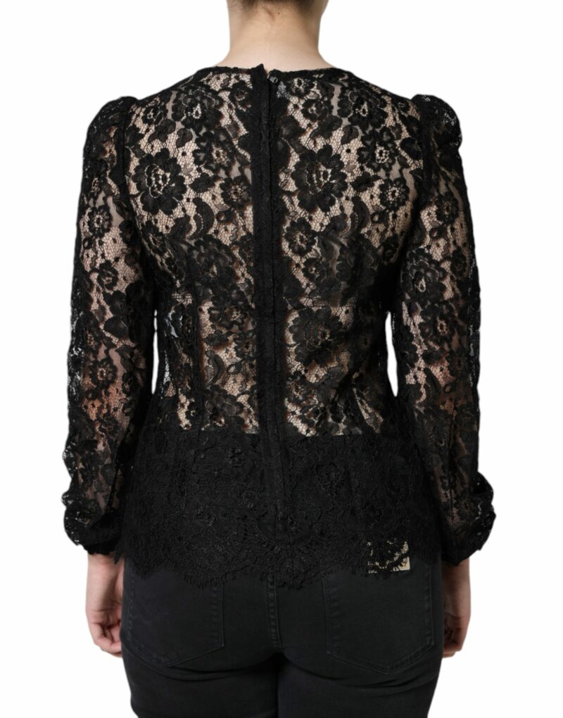Dolce & Gabbana Black Floral Lace See Through Long Sleeve Top - Image 3