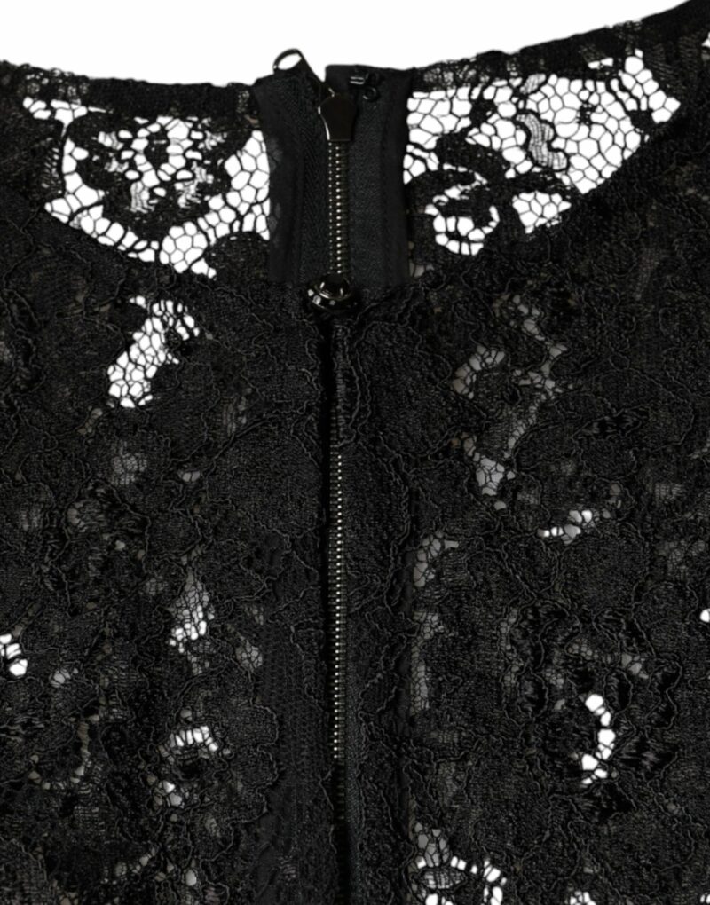Dolce & Gabbana Black Floral Lace See Through Long Sleeve Top - Image 6
