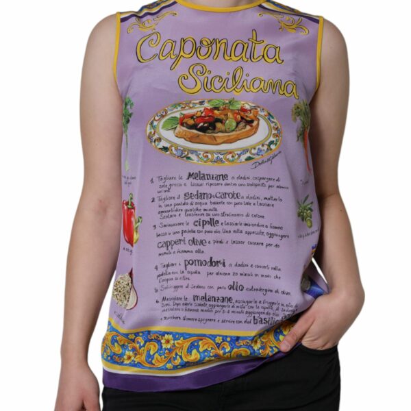 Dolce & Gabbana Purple Silk Caponata Siciliana Print Tank Top