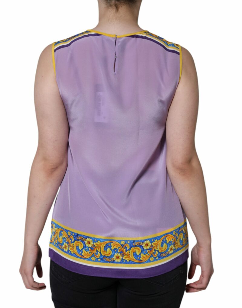 Dolce & Gabbana Purple Silk Caponata Siciliana Print Tank Top - Image 4