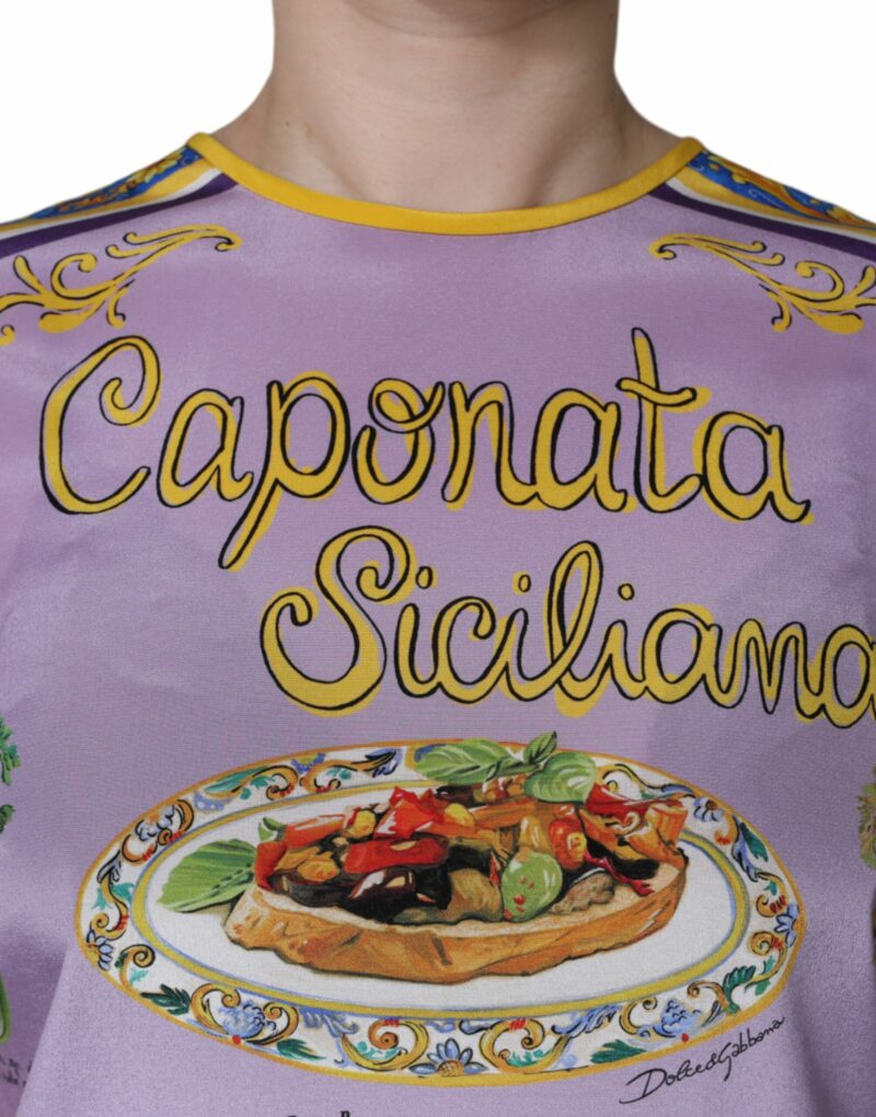 Dolce & Gabbana Purple Silk Caponata Siciliana Print Tank Top - Image 5