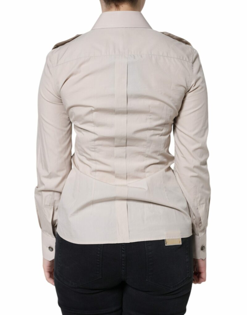 Dolce & Gabbana Beige Cotton Collared Button Down Shirt Top - Image 4