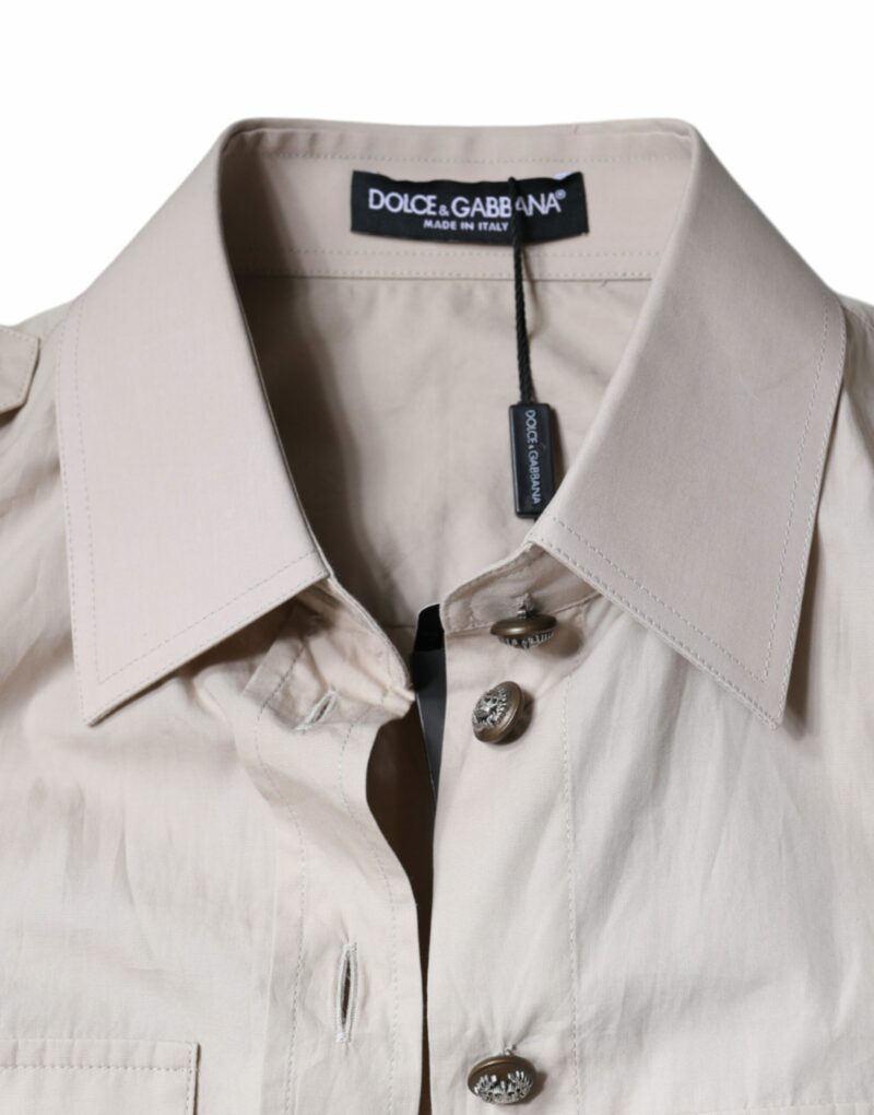Dolce & Gabbana Beige Cotton Collared Button Down Shirt Top - Image 6
