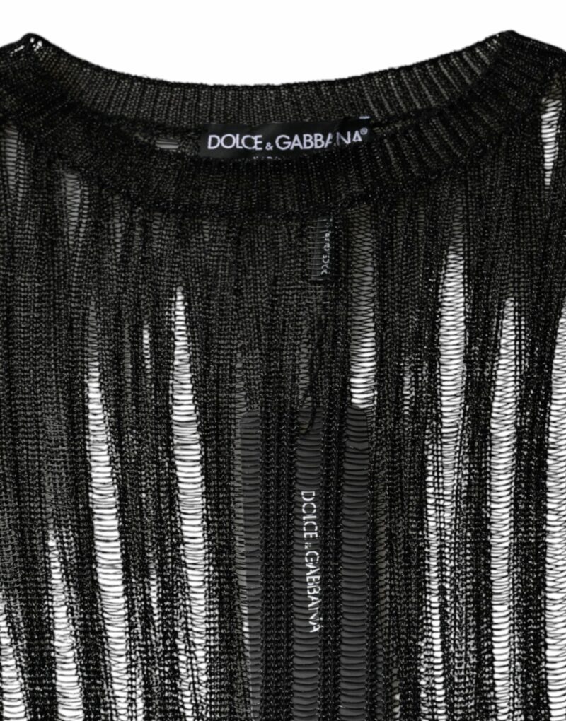 Dolce & Gabbana Black Stripe See Through Long Sleeves Top - Image 7