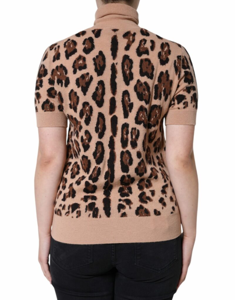 Dolce & Gabbana Beige Leopard Print Wool Turtleneck Top - Image 4