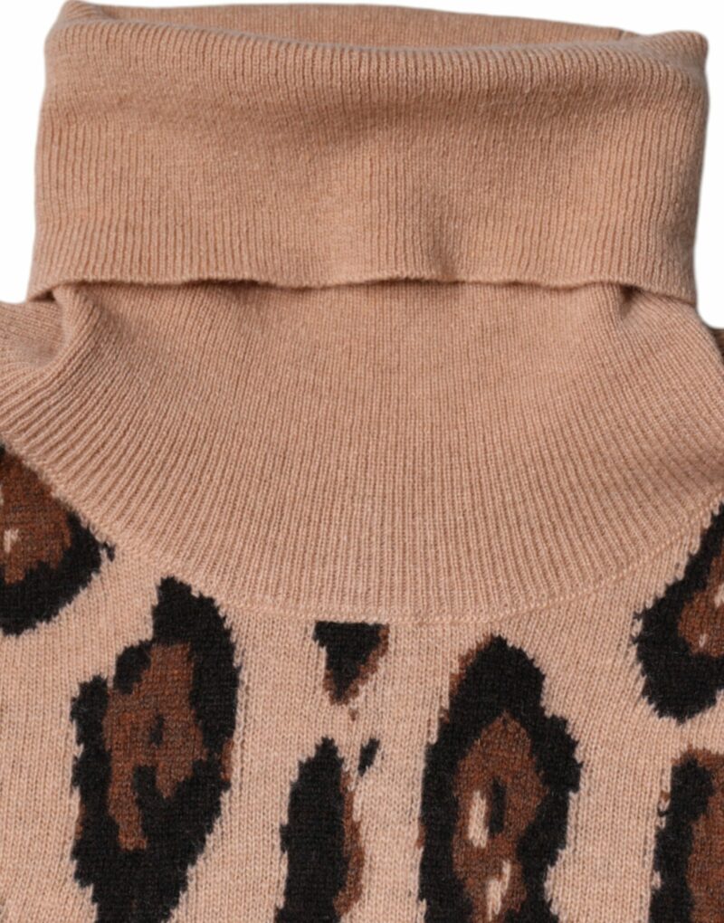 Dolce & Gabbana Beige Leopard Print Wool Turtleneck Top - Image 8