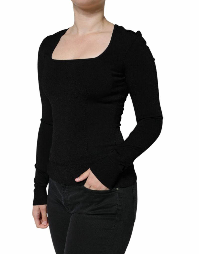 Dolce & Gabbana Black Long Sleeves Blouse Square Neck Top - Image 3