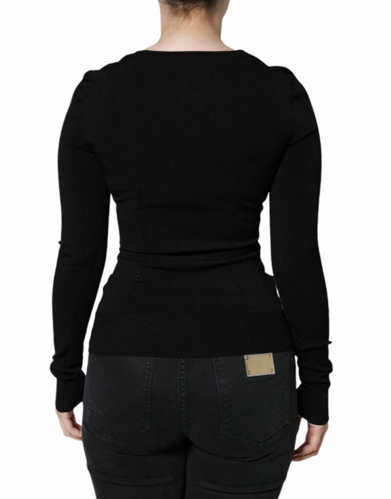 Dolce & Gabbana Black Long Sleeves Blouse Square Neck Top - Image 4