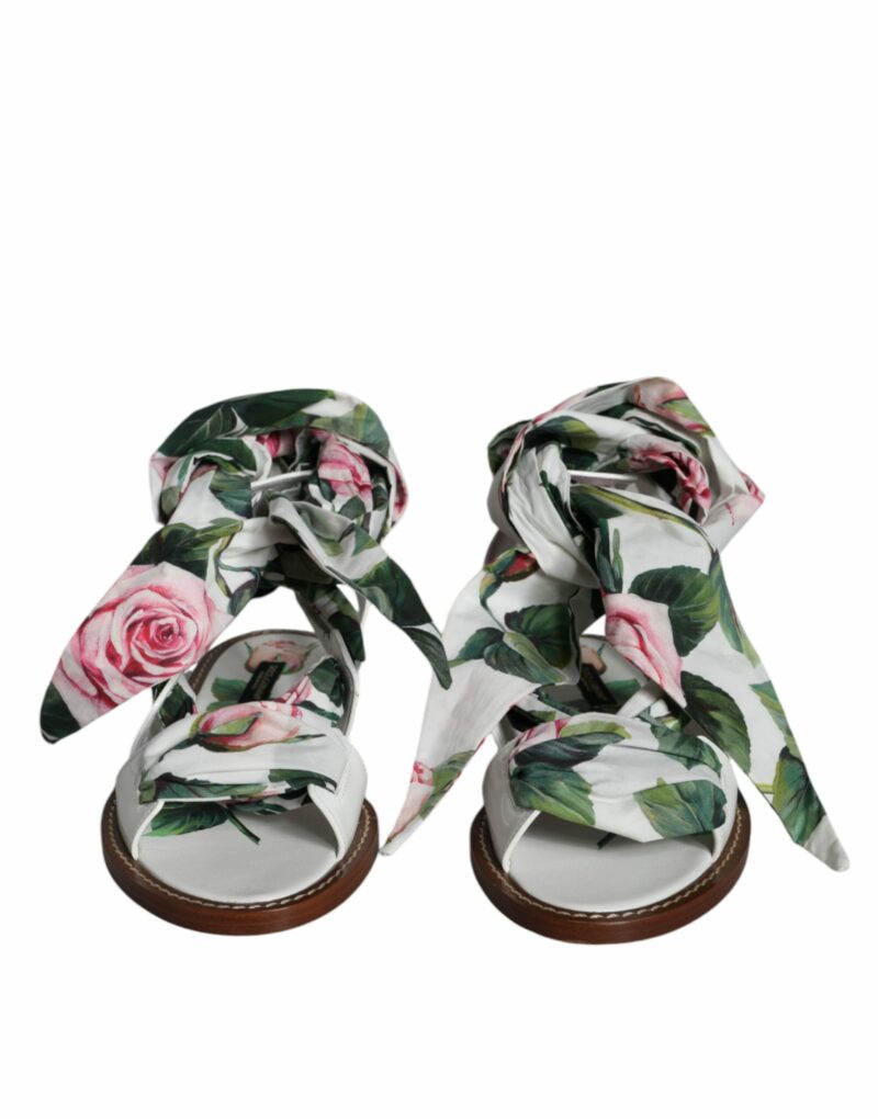 Dolce & Gabbana Multicolor Floral Print Ankle Wrap Sandals Shoes - Image 2