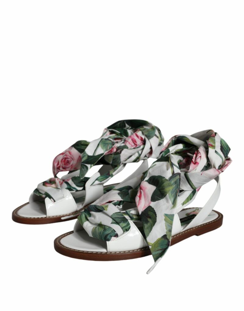 Dolce & Gabbana Multicolor Floral Print Ankle Wrap Sandals Shoes - Image 3