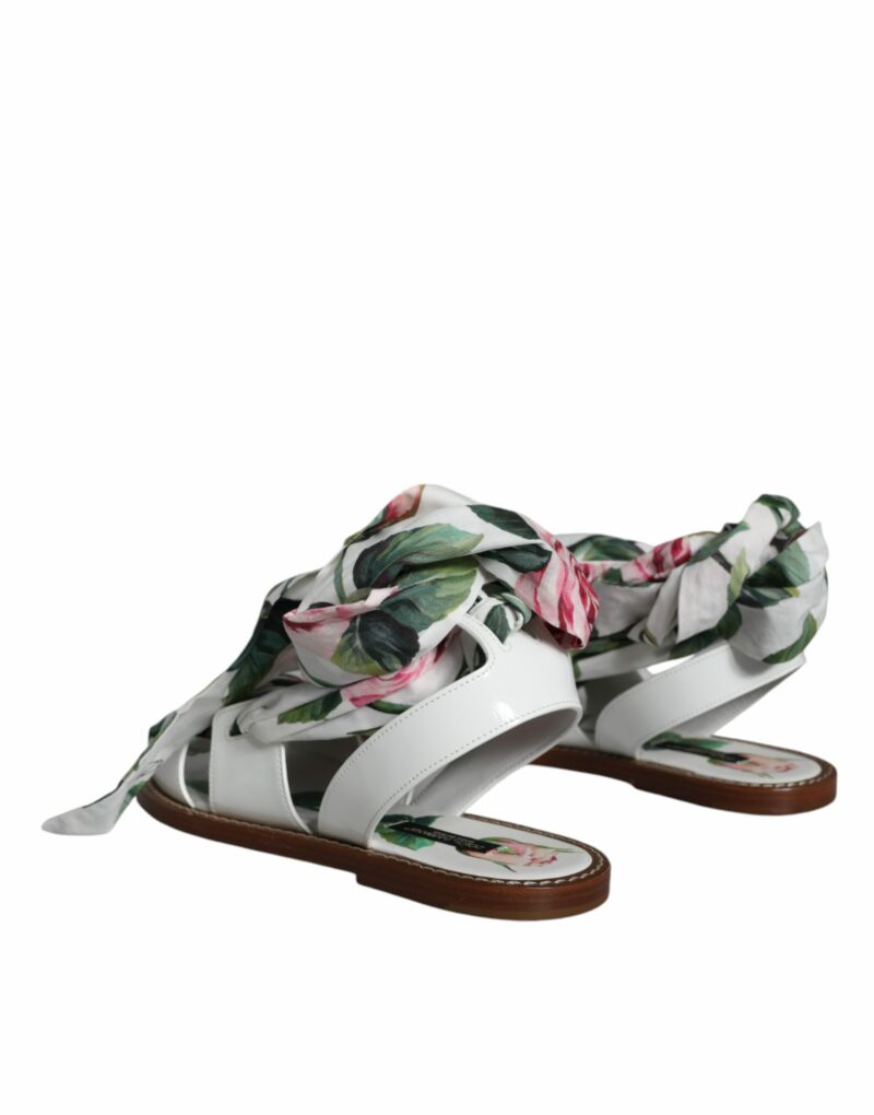 Dolce & Gabbana Multicolor Floral Print Ankle Wrap Sandals Shoes - Image 4