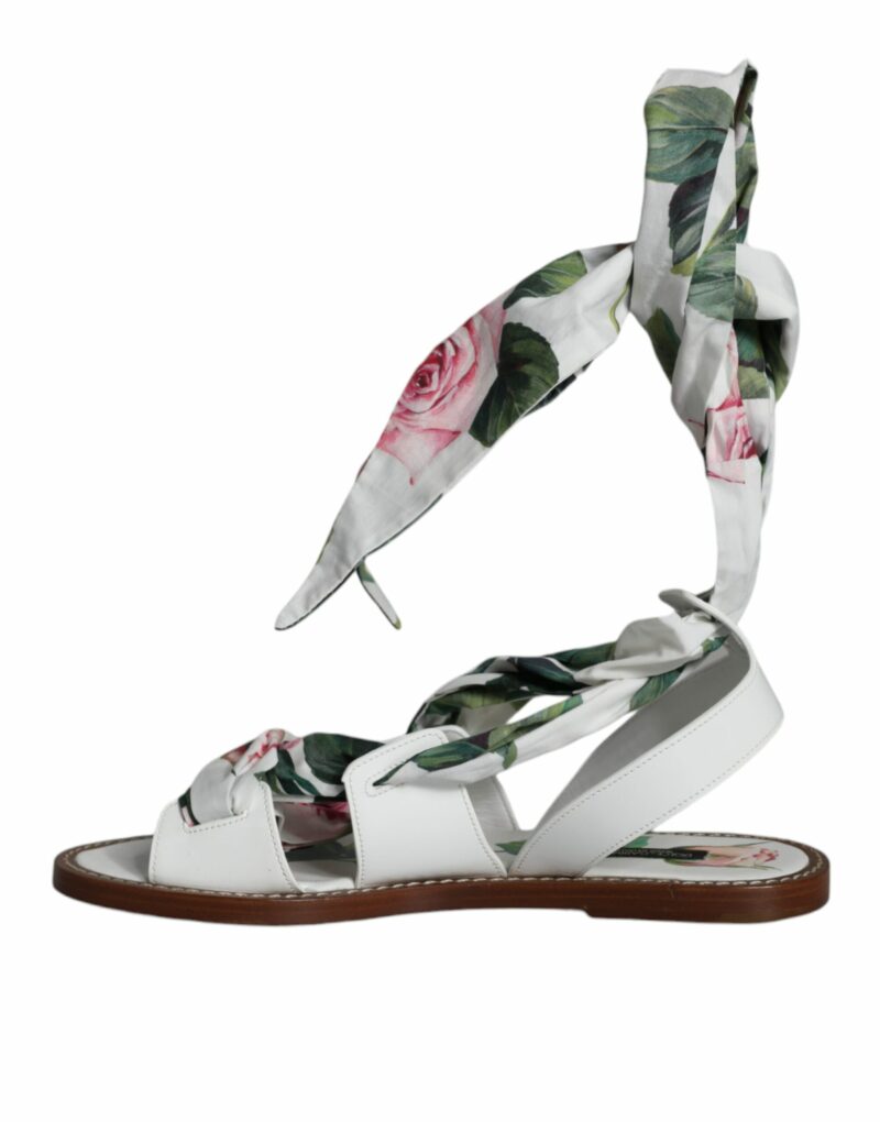 Dolce & Gabbana Multicolor Floral Print Ankle Wrap Sandals Shoes - Image 5