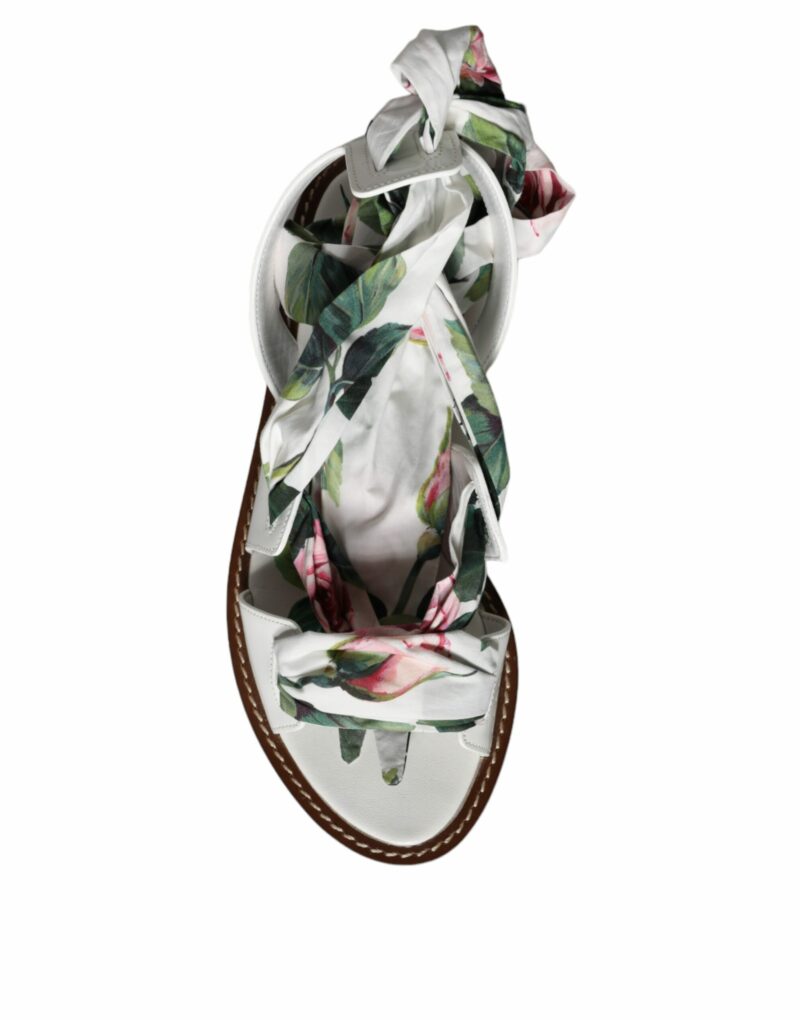 Dolce & Gabbana Multicolor Floral Print Ankle Wrap Sandals Shoes - Image 6