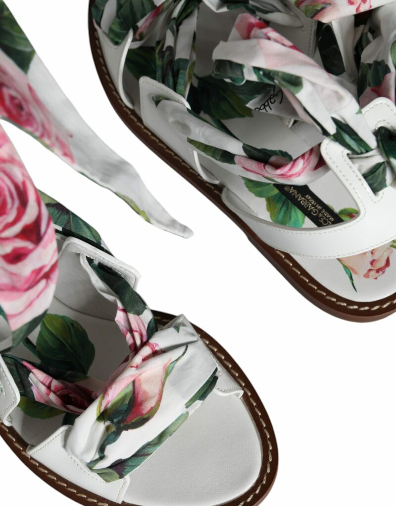 Dolce & Gabbana Multicolor Floral Print Ankle Wrap Sandals Shoes - Image 7