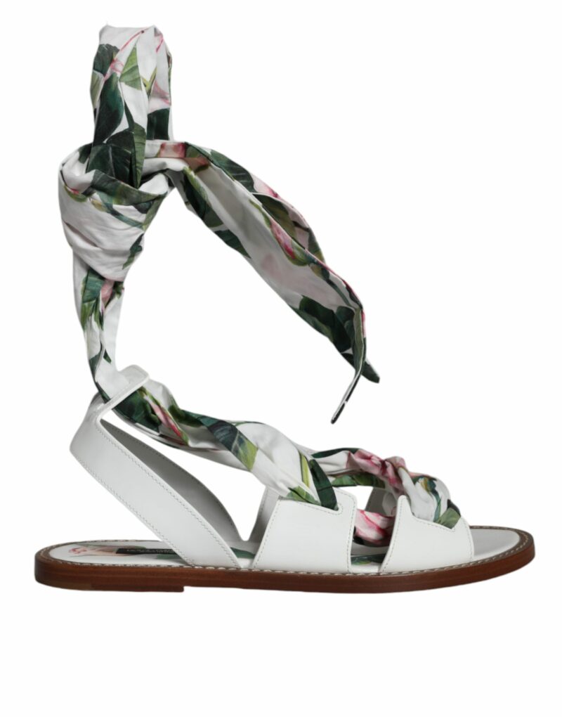 Dolce & Gabbana Multicolor Floral Print Ankle Wrap Sandals Shoes - Image 8