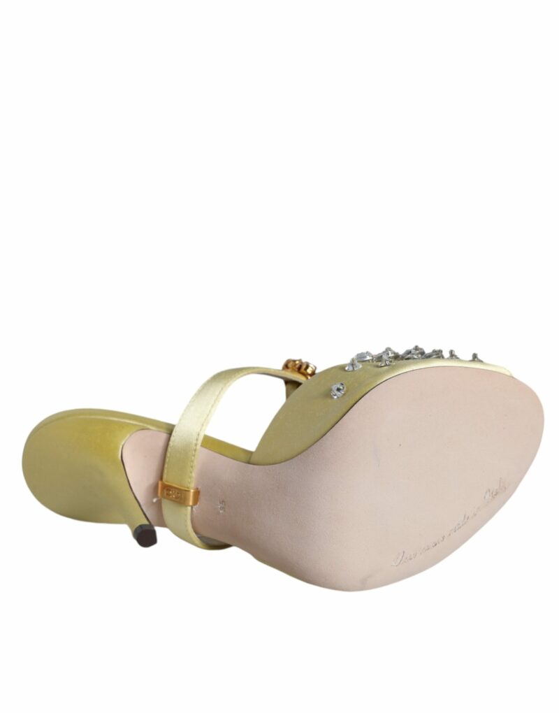 Dolce & Gabbana Yellow Mary Janes Satin Crystal Sandals Shoes - Image 6