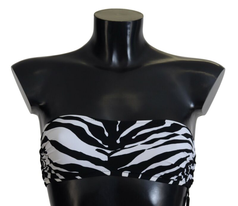 Dolce & Gabbana Black White Zebra Bandeau Swimwear Bikini Top - Image 2