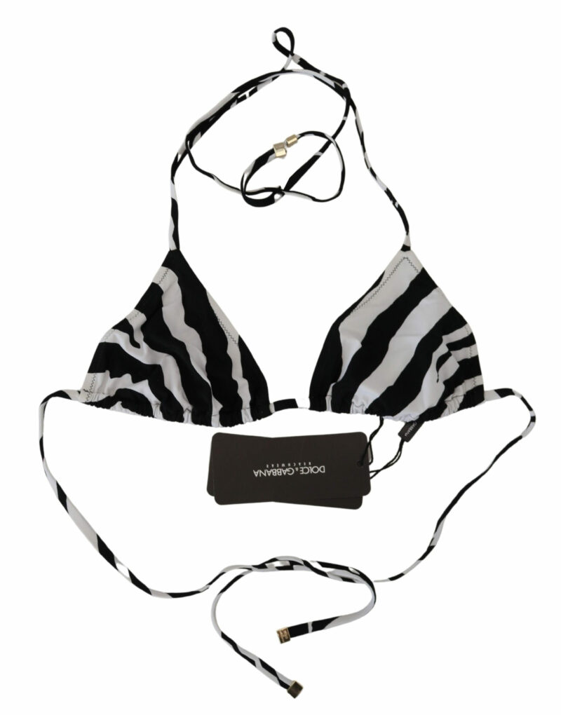 Dolce & Gabbana Black White Zebra Halter Swimwear Bikini Top - Image 2