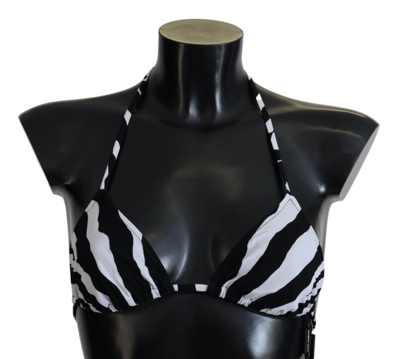 Dolce & Gabbana Black White Zebra Halter Swimwear Bikini Top - Image 3