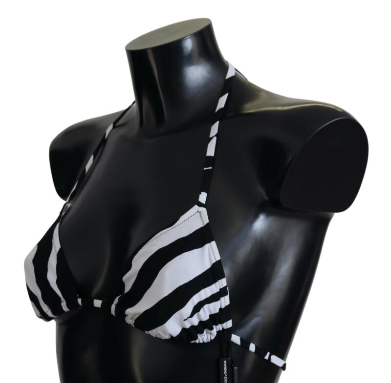 Dolce & Gabbana Black White Zebra Halter Swimwear Bikini Top - Image 4
