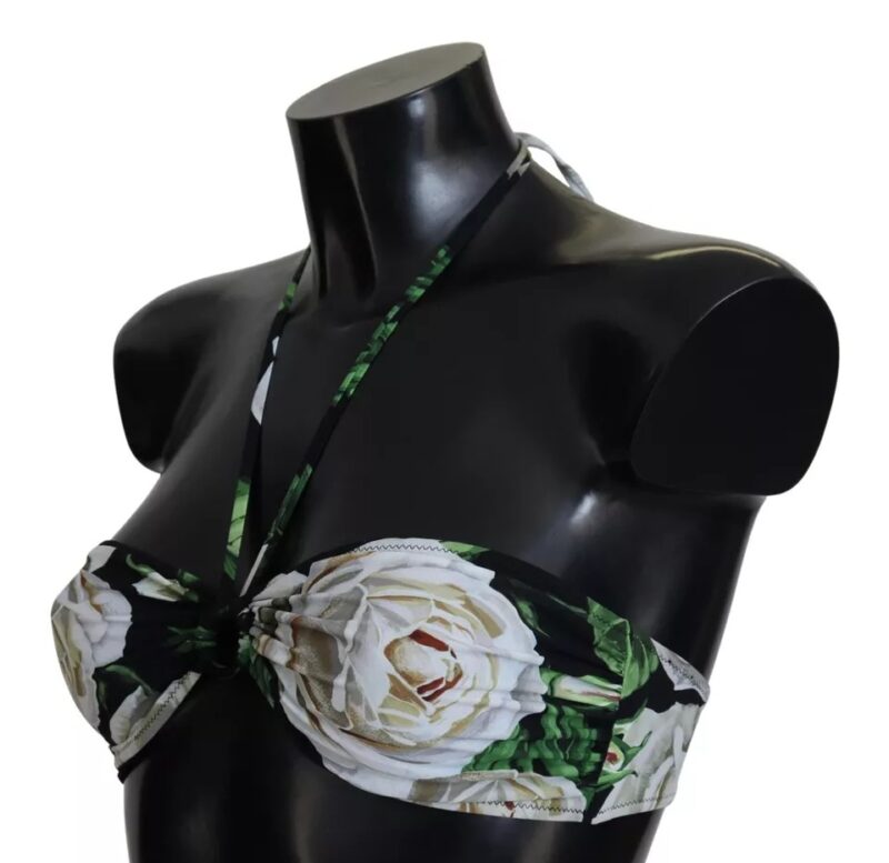 Dolce & Gabbana Black Floral Halter Beachwear Swimwear Bikini Top - Image 2