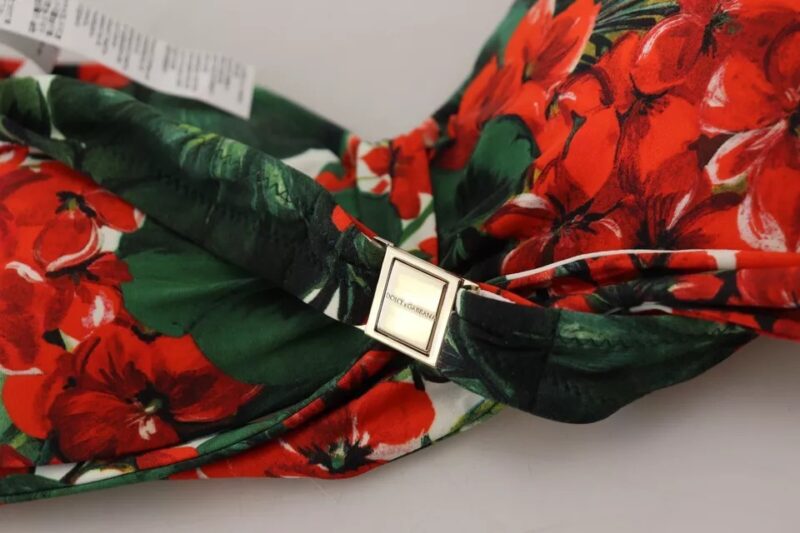 Dolce & Gabbana Multicolor Geranium Halter Beachwear Bikini Top - Image 5