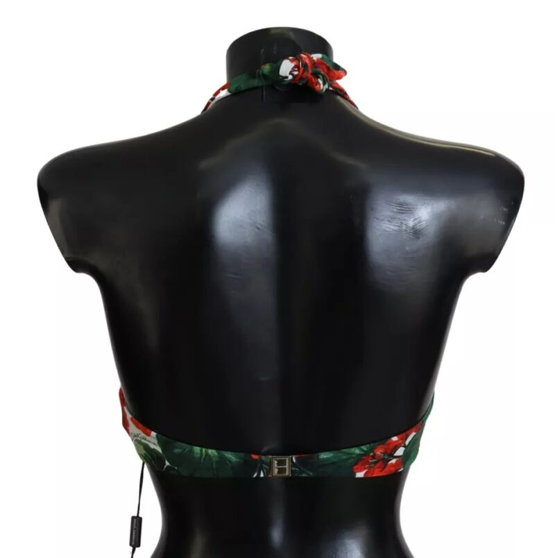 Dolce & Gabbana Multicolor Geranium Halter Beachwear Bikini Top - Image 3
