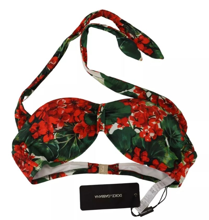 Dolce & Gabbana Multicolor Geranium Halter Beachwear Bikini Top - Image 6