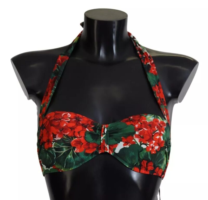Dolce & Gabbana Multicolor Geranium Halter Beachwear Bikini Top - Image 2